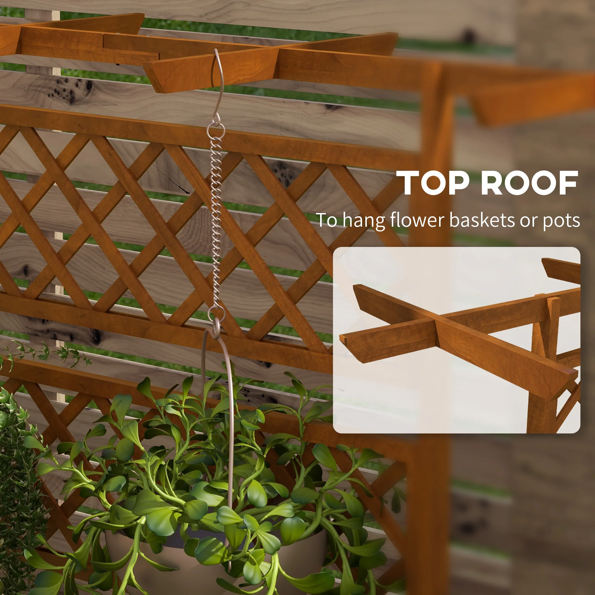 Wood Planter with Trellis, Raised Garden Bed Privacy Screen Planter Box to Grow Vegetables, Herbs and Flowers for Garden, Patio, Deck, Orange - Image 7