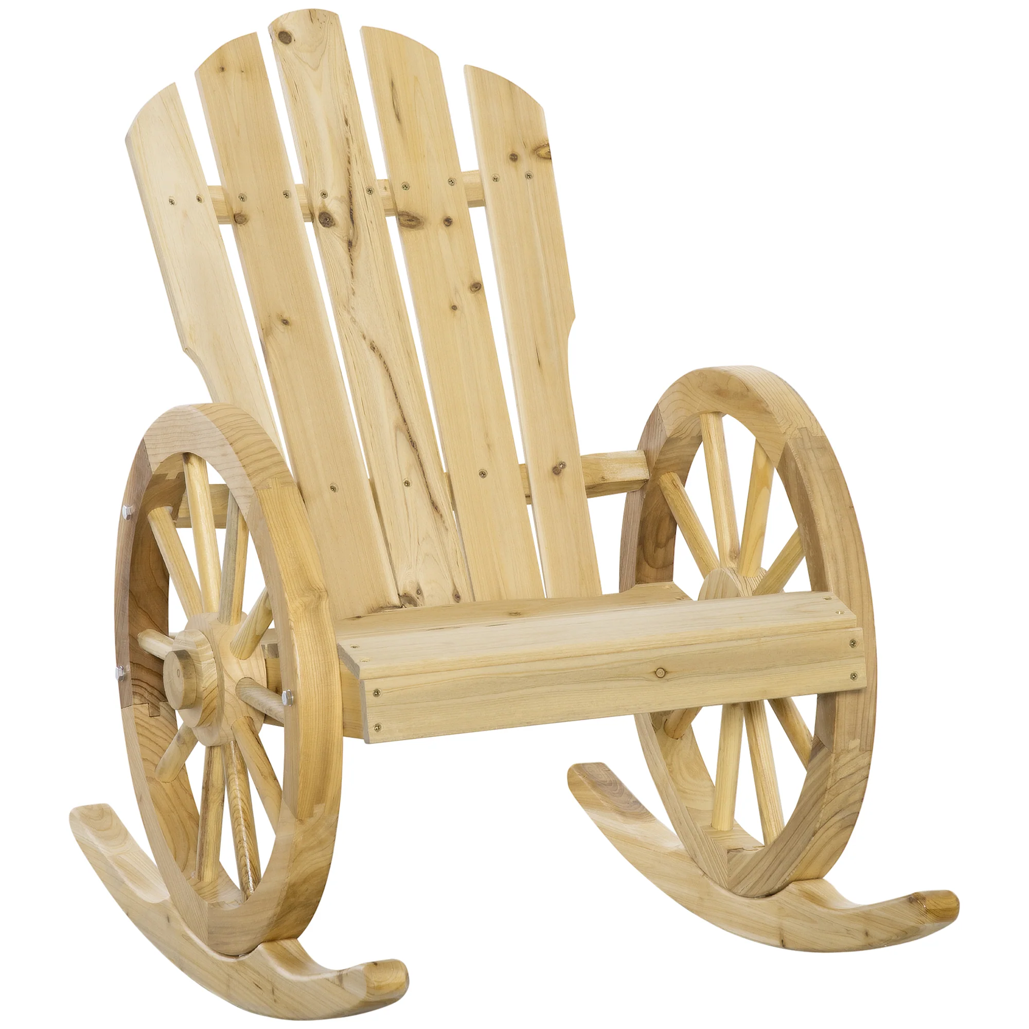 Wooden Adirondack Rocking Chair Reclining Armchair for Garden, Patio and Porch, Natural - Image 12
