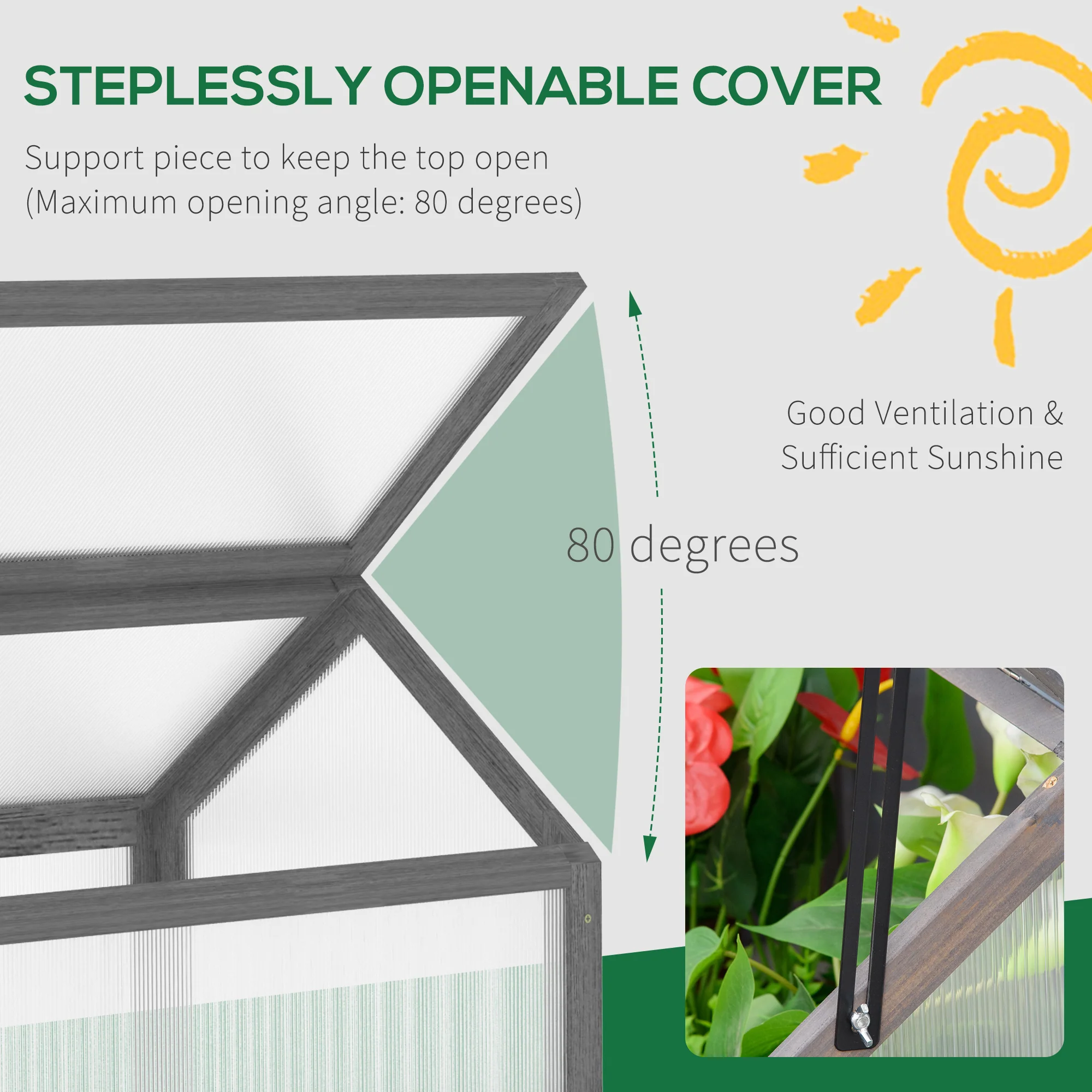 NookGrow Garden Portable Raised Planter with Openable Top, 35.5" x 20.5" x 19.5", Grey - Image 7