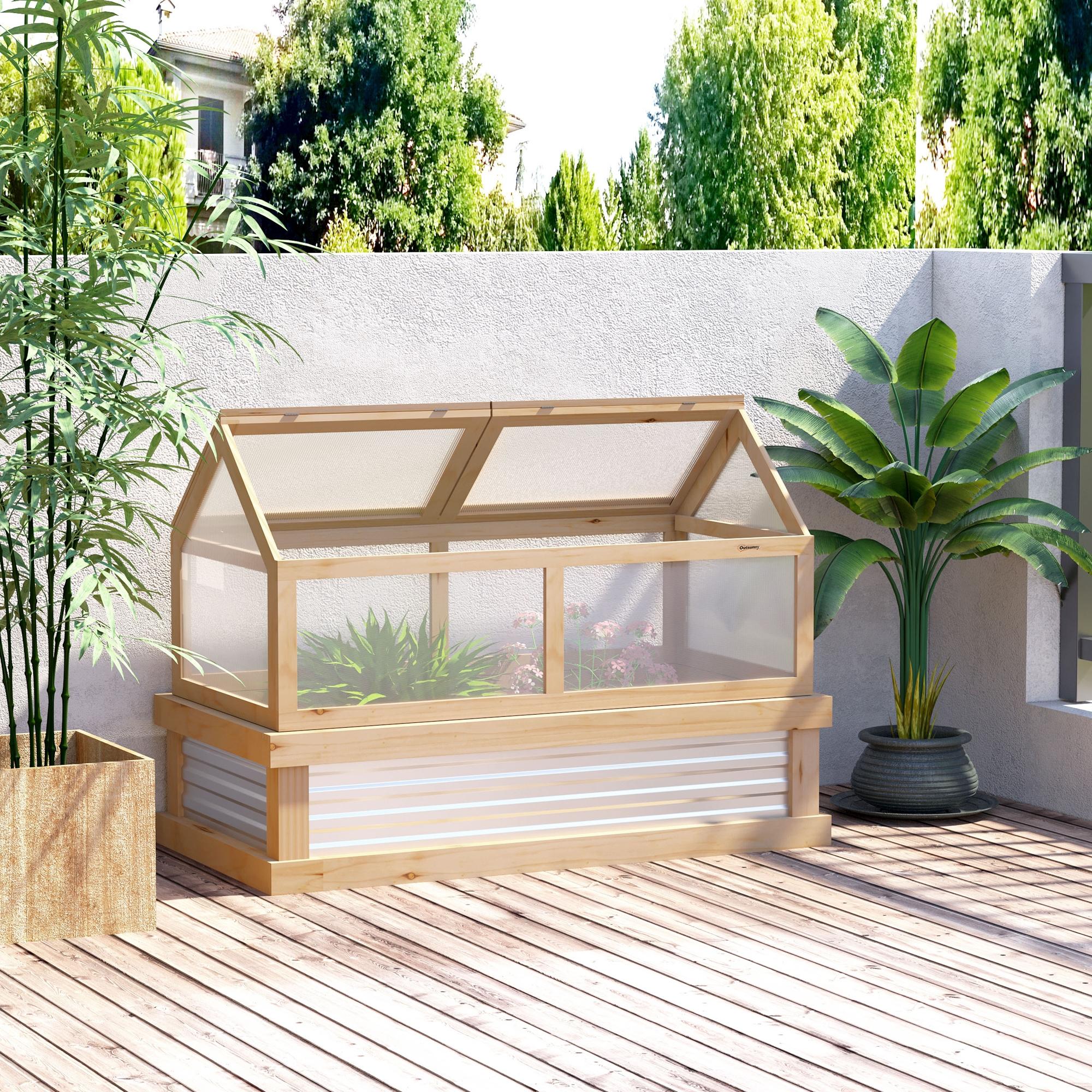 NooKGrow Raised Garden Bed with Cold Frame Greenhouse, 48" x 24" x 32", Natural - Image 3