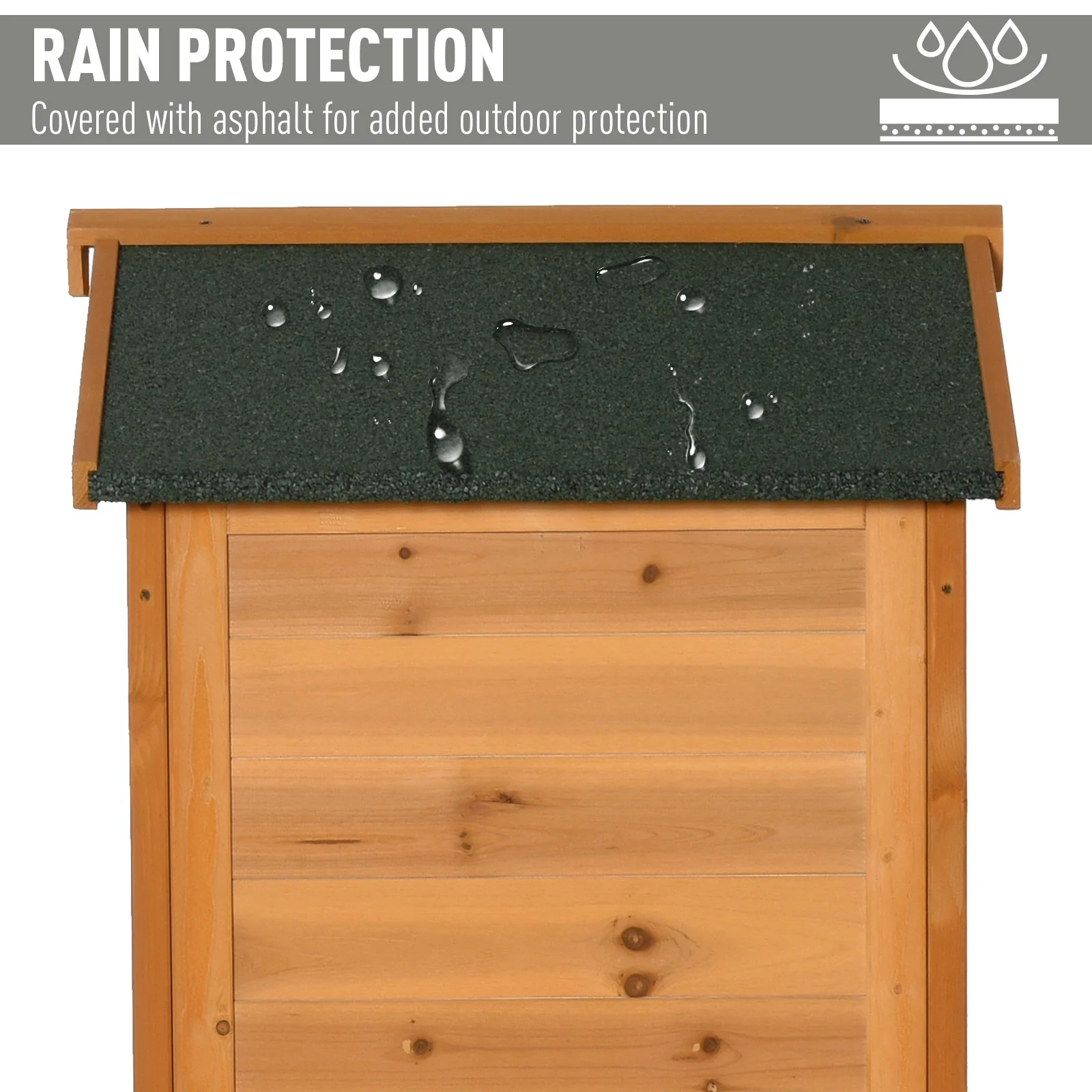 Outdoor Wooden Narrow Storage Cabinet with Asphalt Roof, 2 Shelves and Hooks, 74x55x155cm, Yellow - Image 9