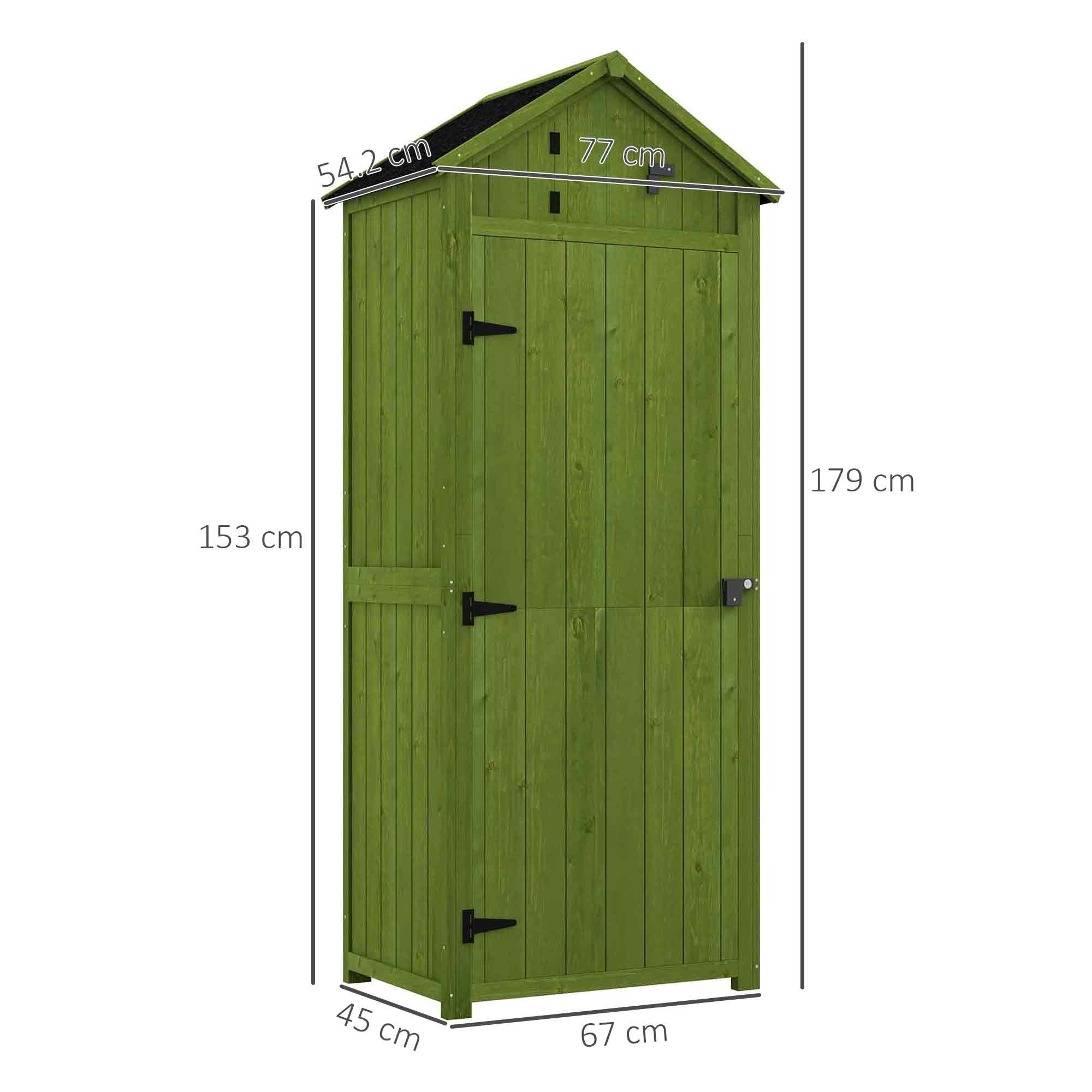 Wooden Storage Cabinet, Outdoor Small Shed w/ Shelves, Tilt Roof & Lockable Double Doors, Dark Green - Image 5