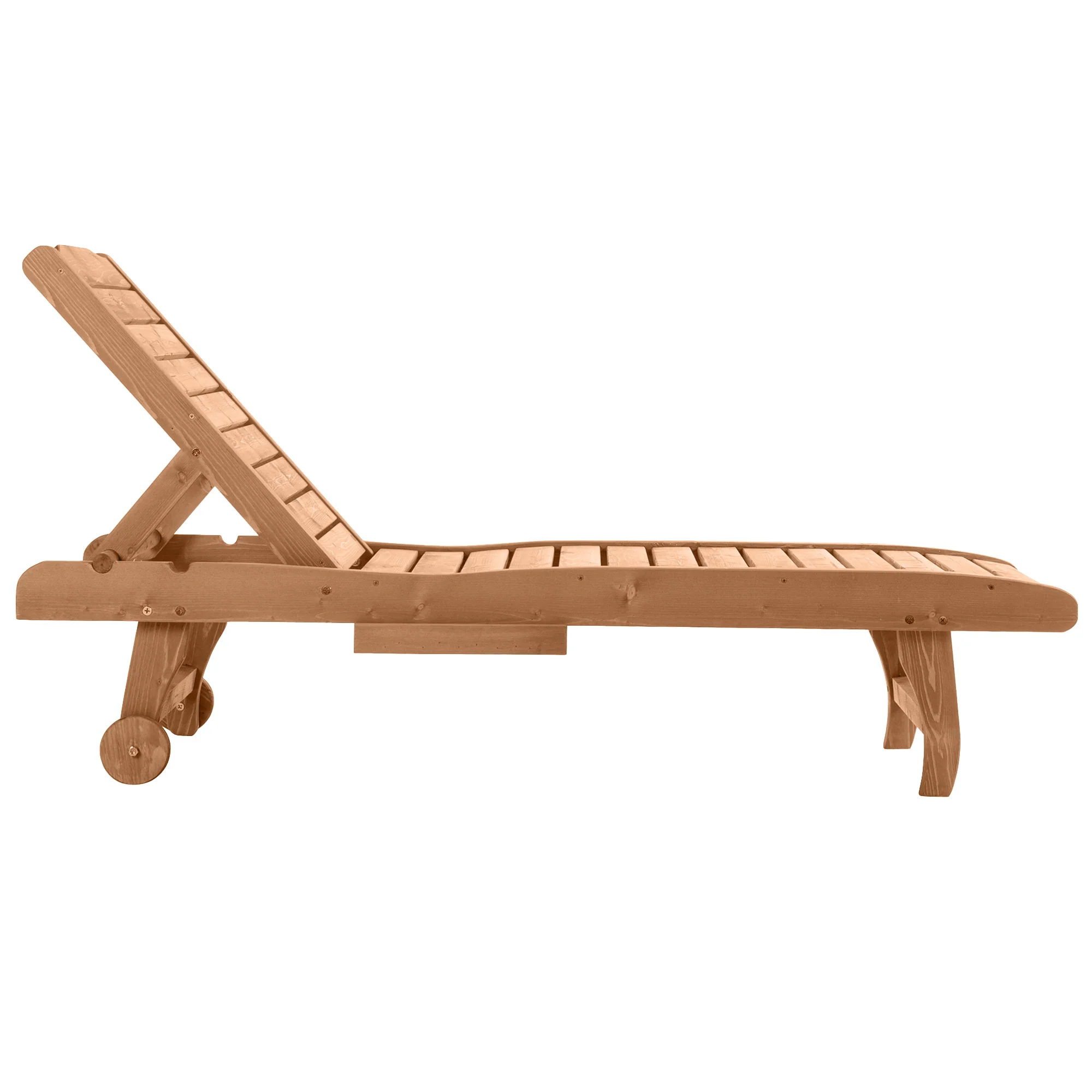 Adjustable Lounge Chair, Outdoor Patio Chaise Recliner with Pull-out Tray and 2 Wheels, Brown - Image 11