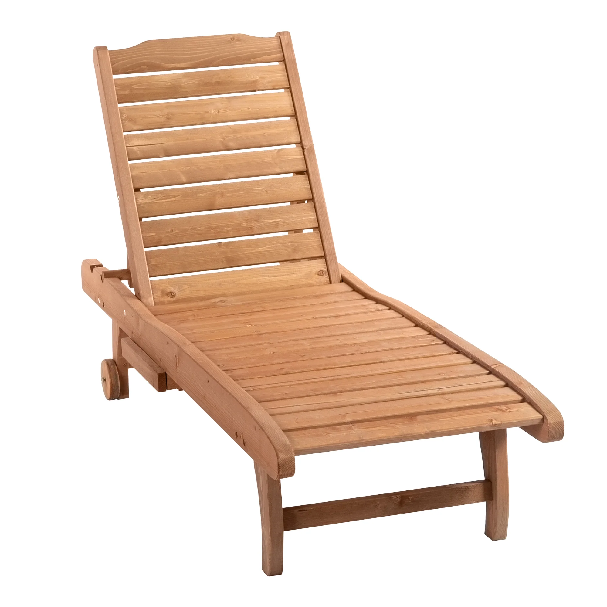 Adjustable Lounge Chair, Outdoor Patio Chaise Recliner with Pull-out Tray and 2 Wheels, Brown - Image 2