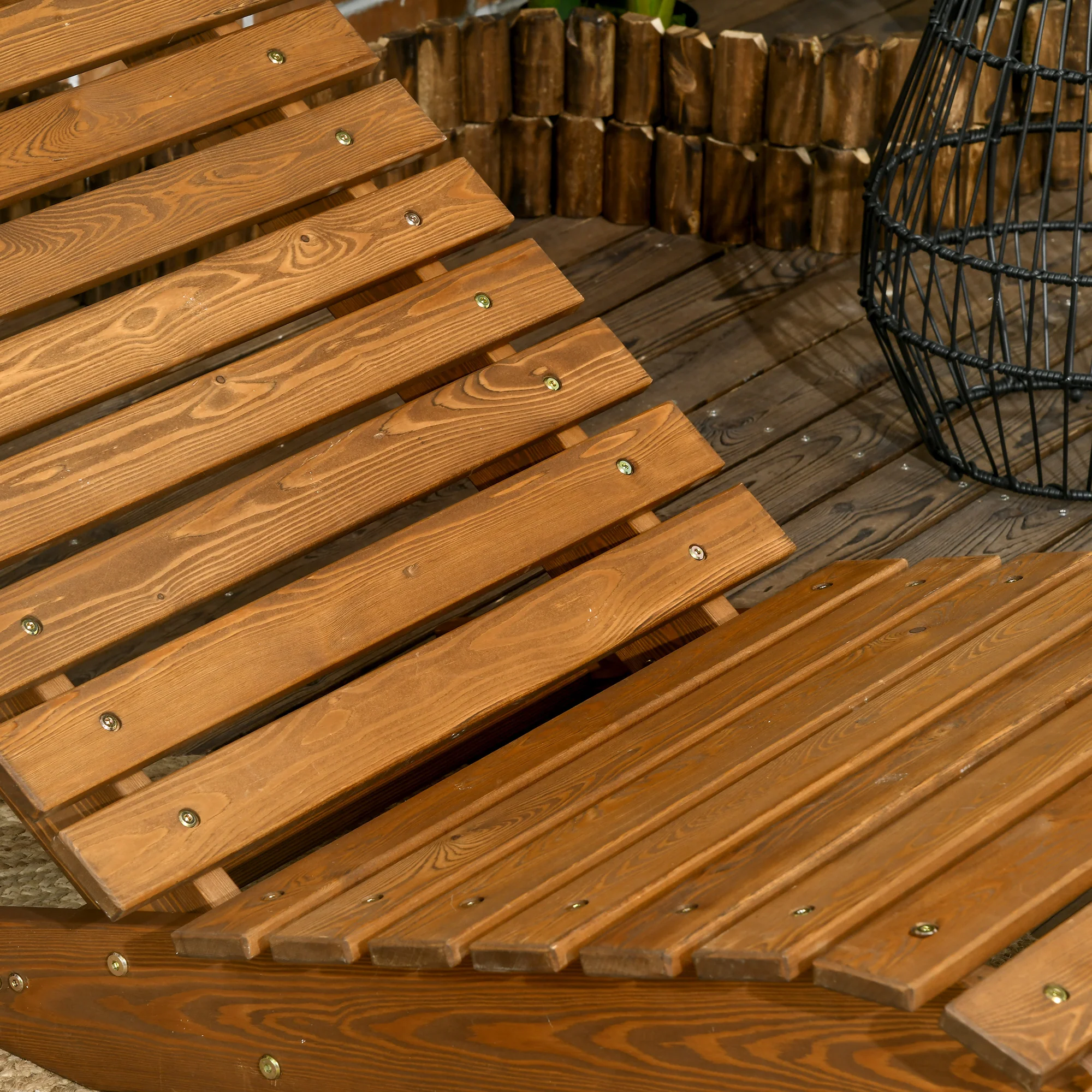 Wooden Outdoor Patio Lounge Chair, Curved Design Sun Lounger for Garden, Backyard, Teak - Image 10