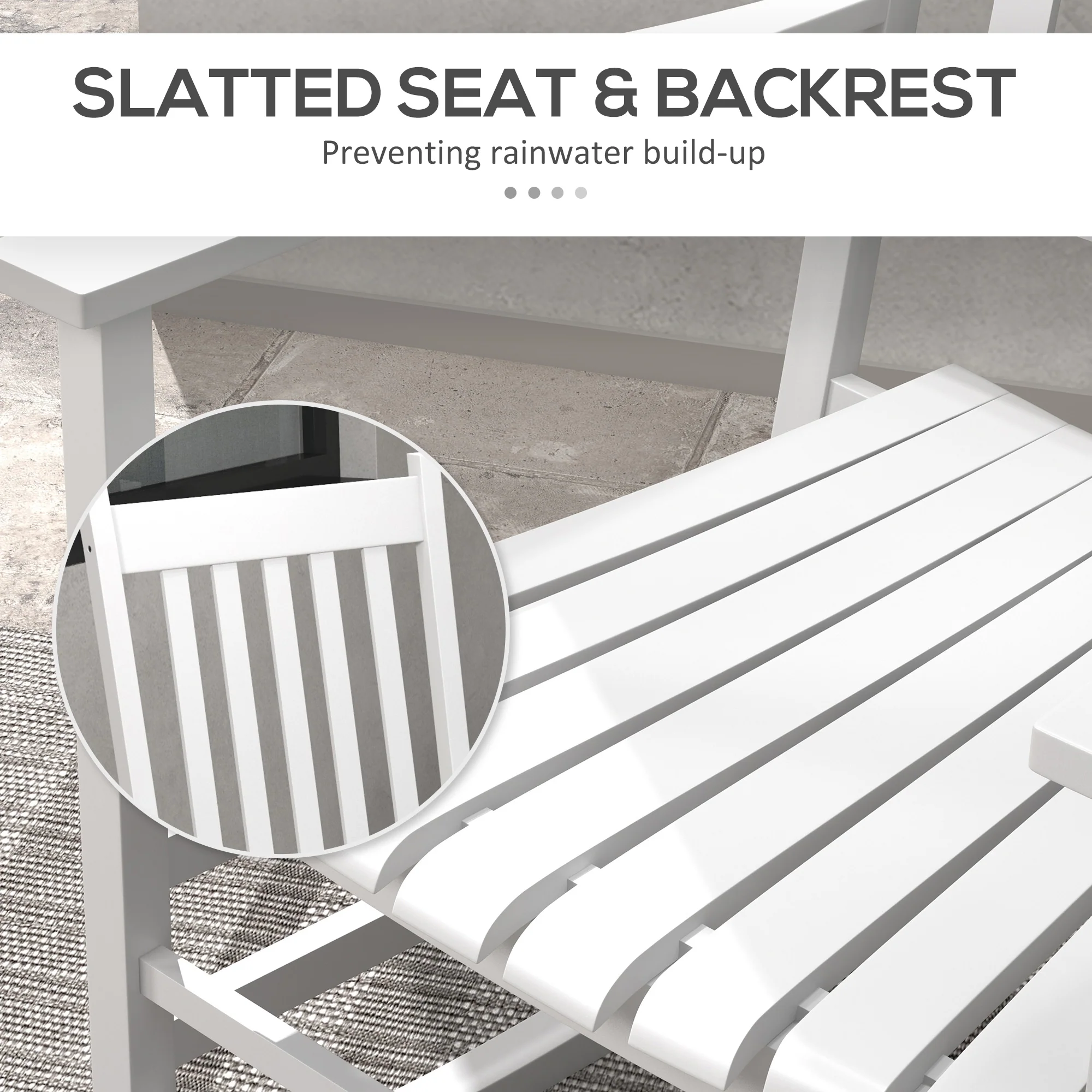 Wooden Patio Rocking Chairs Set of 2 w/ Wide Armrests, High Back for Garden, Balcony, White - Image 8