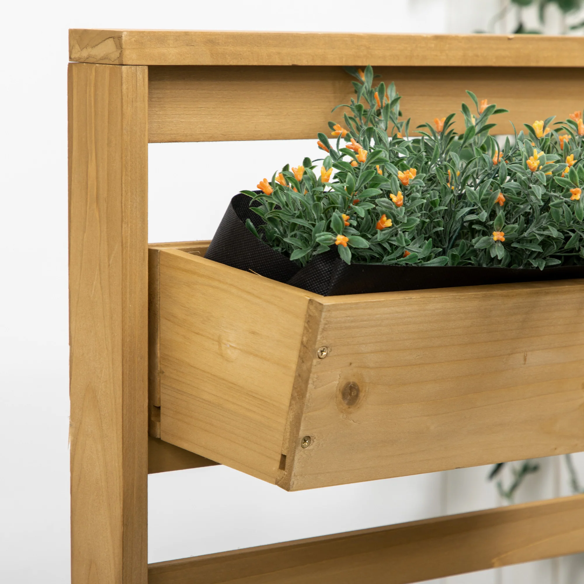 Wooden Plant Trellis Stand with 5 Hanging Planter Boxes for Patio, Garden, Balcony, Porch - Image 11