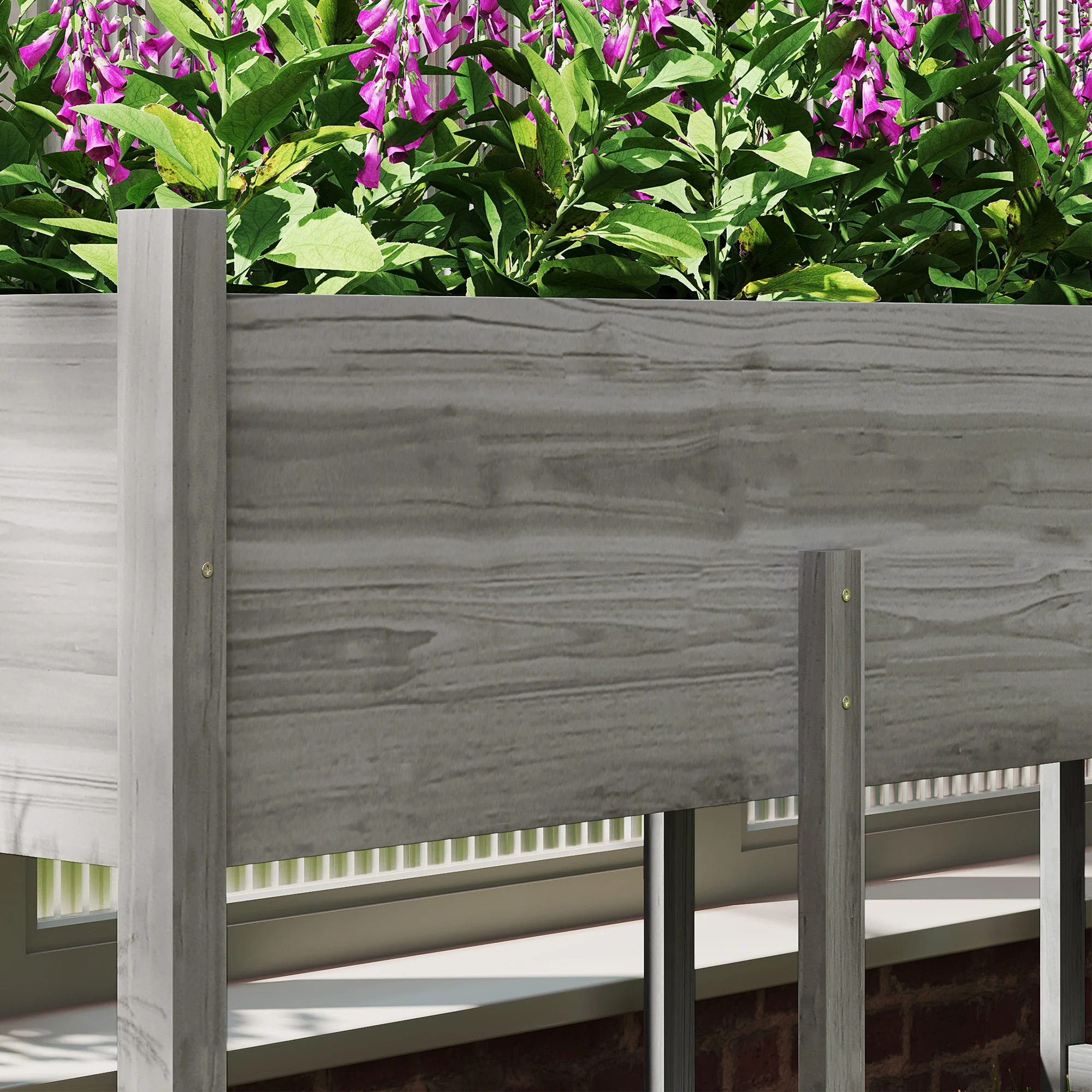 Wooden Raised Garden Bed Planter, Large Elevated Planter Box with Legs, Bed Liner and Drain Holes, Grey - Image 11