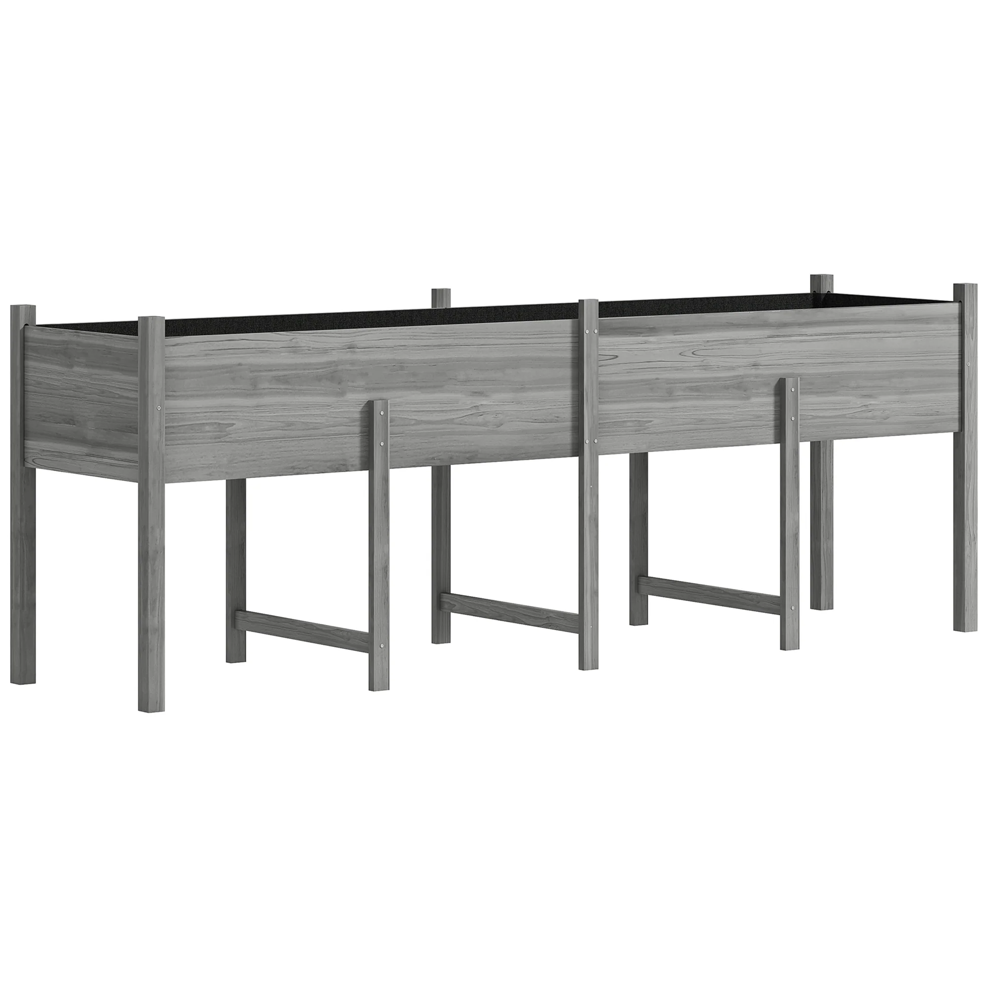 Wooden Raised Garden Bed Planter, Large Elevated Planter Box with Legs, Bed Liner and Drain Holes, Grey - Image 12