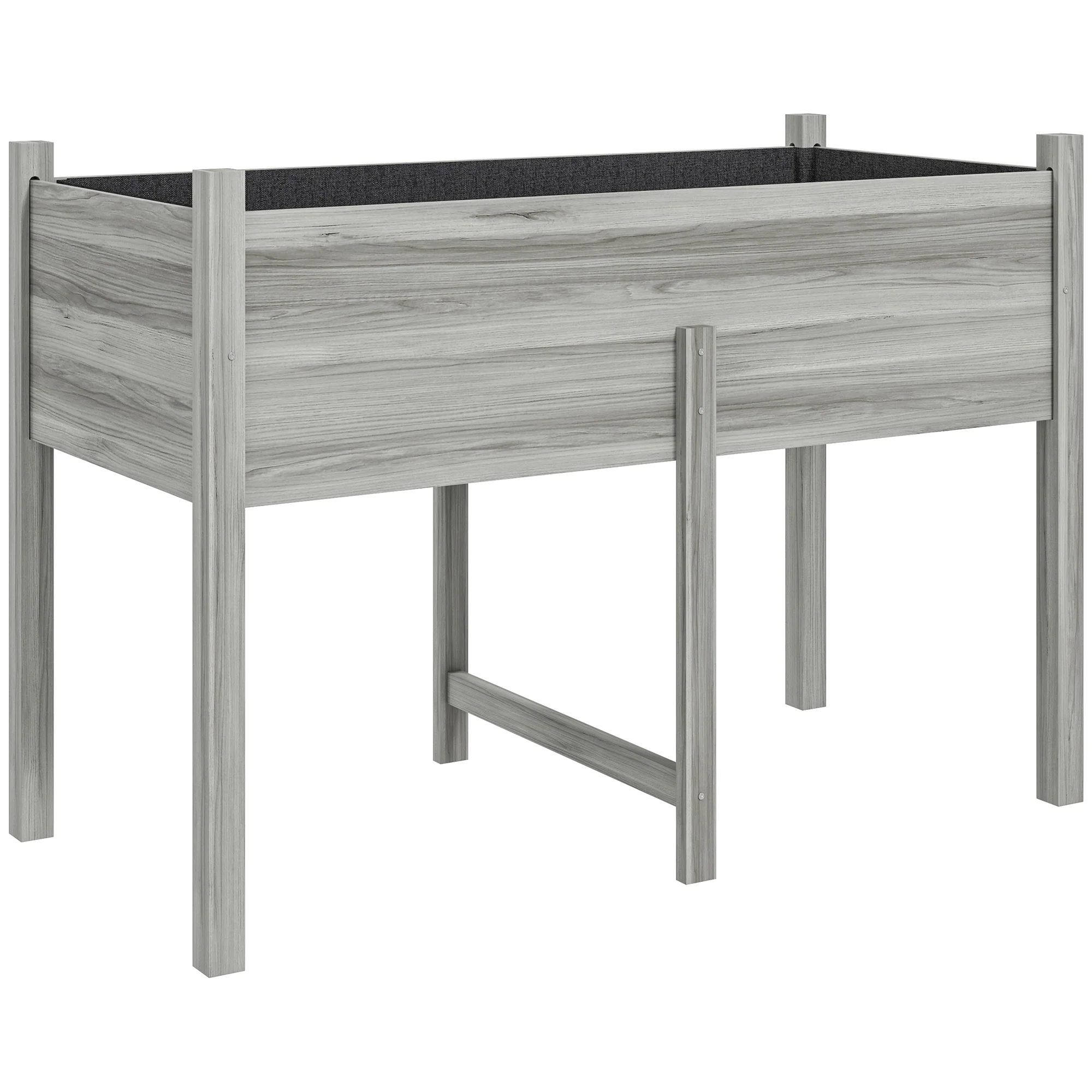 Wooden Raised Garden Bed with Liner & Drain Holes, 45.3"x21.7"x31.5", Grey - Image 12